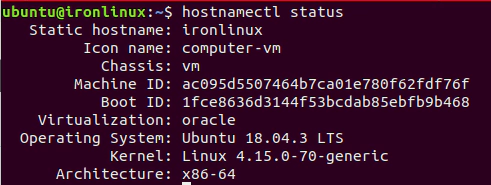 Resultado do hostnamectl status