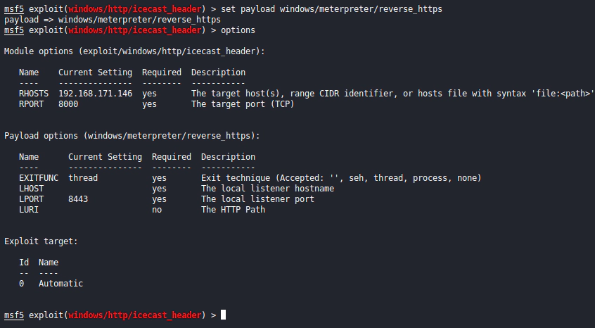 Alterar payload no metasploit