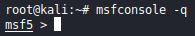 Iniciando msfconsole modo quiet