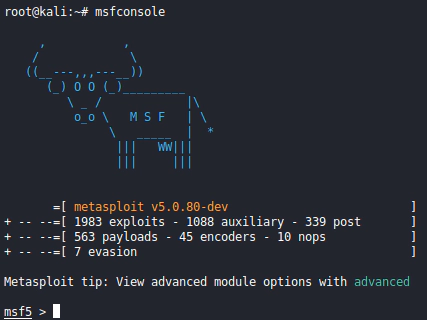 Iniciando msfconsole