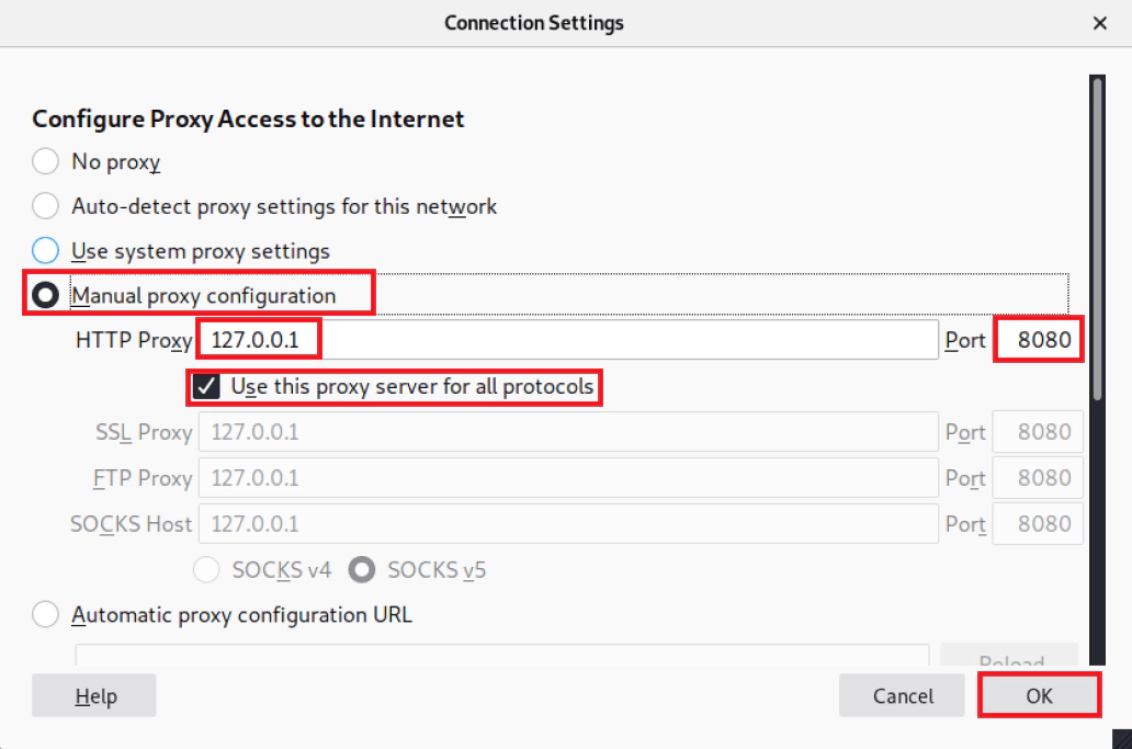 Configuração Proxy Burp no navegador