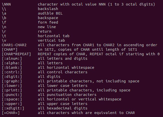 como usar o comando tr no linux