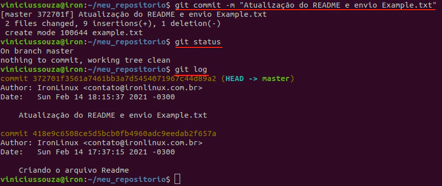 git log e status