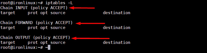 listar regras iptables