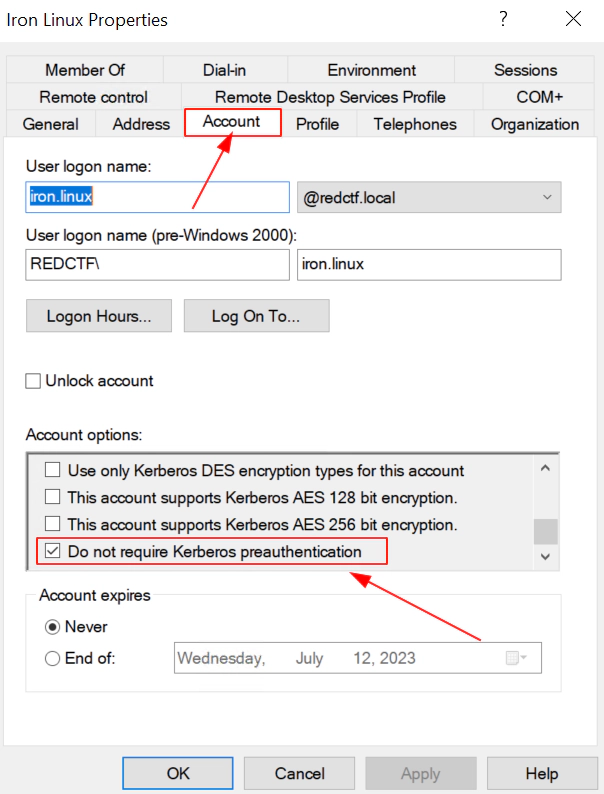 Do not require Kerberos preauthentication