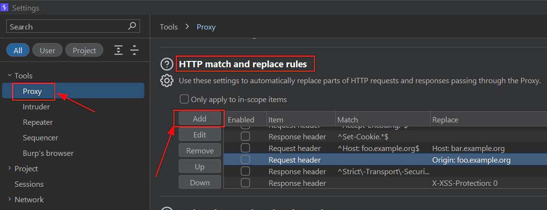 Burp Suite custom headers