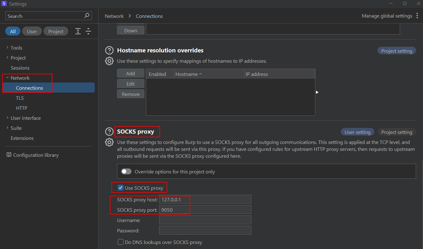 Configurar SOCKS Proxy no Burp Suite
