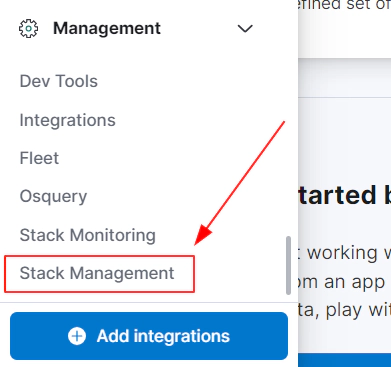 Acessando Stack Management do Kibana