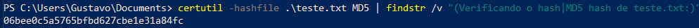 Hash md5 de um arquivo com certutil
