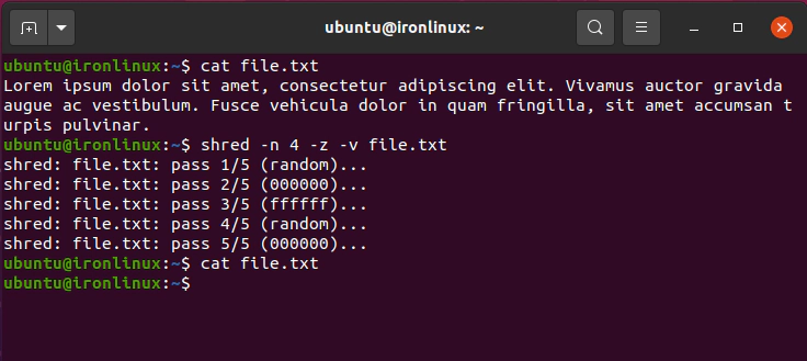 Wipe no Linux com Shred