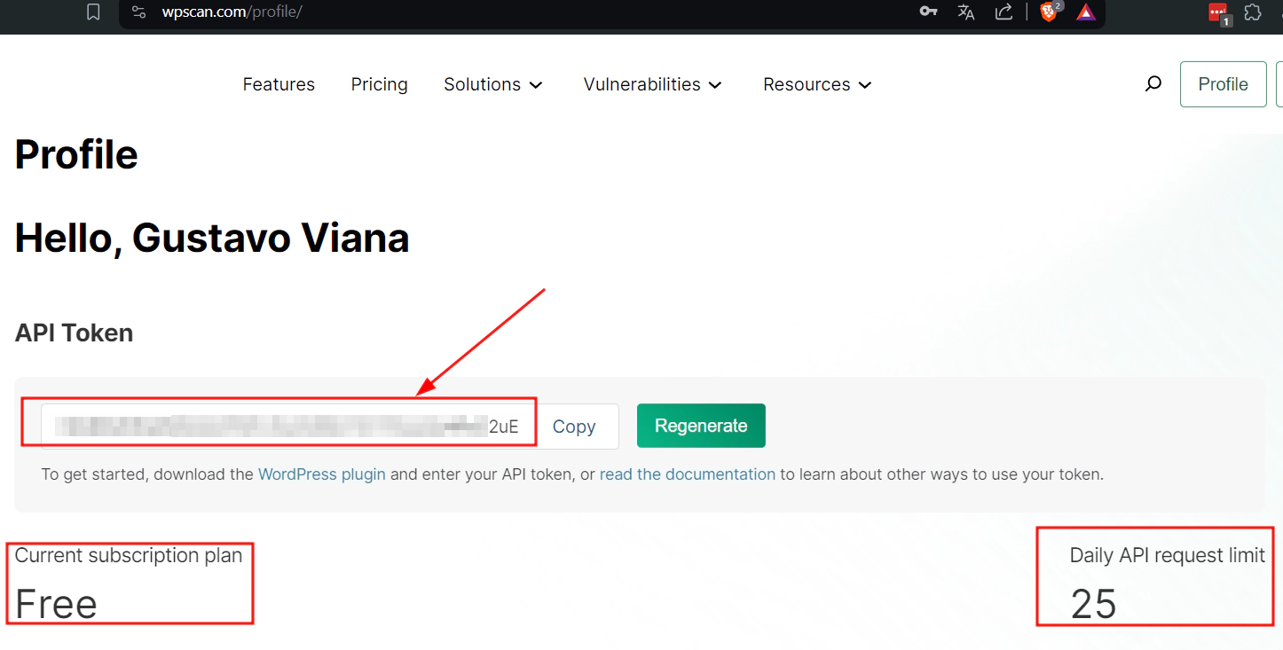 WPScan API Token